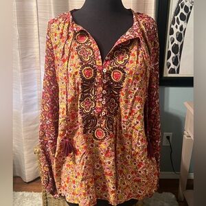NATURAL LIFE Multicolor Floral Embroidered Blouse